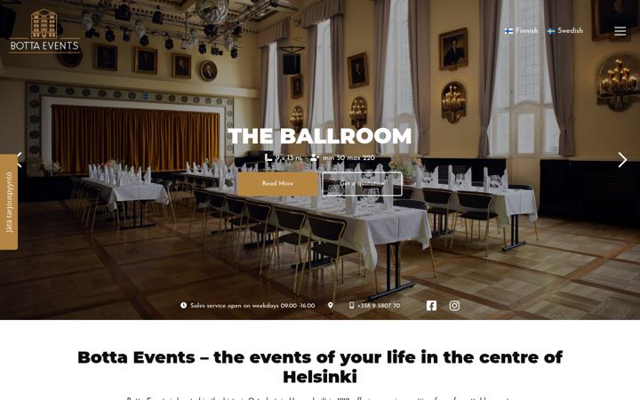 Captura de ecrã de bottaevents.fi