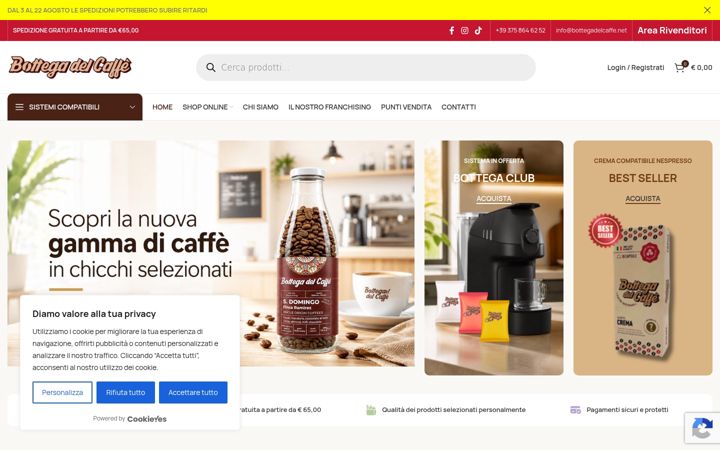 Snímek obrazovky bottegadelcaffe.net