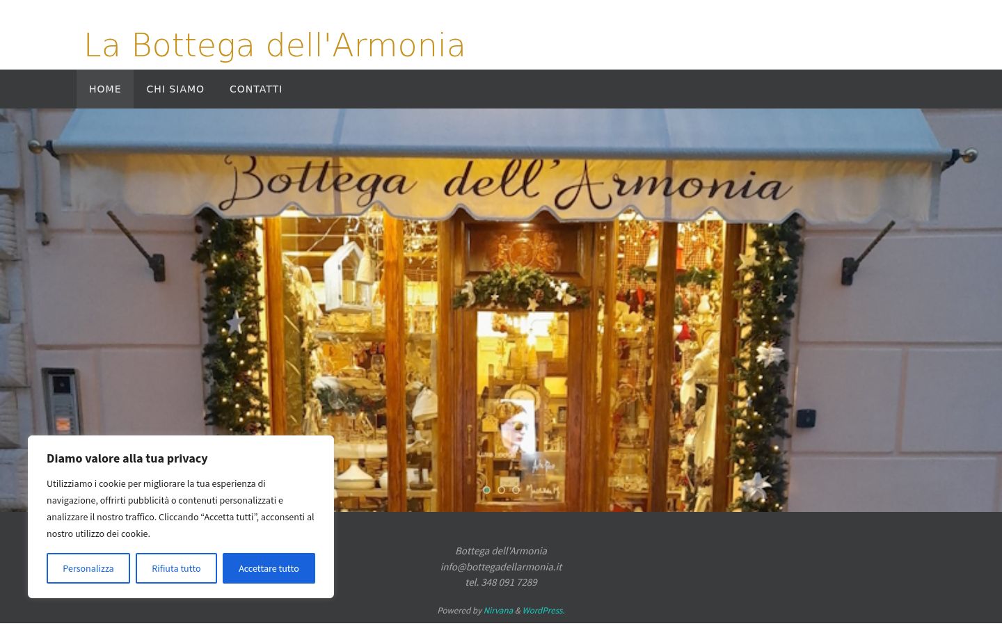 Screenshot del banner di consenso mostrato prima di qualsiasi interazione