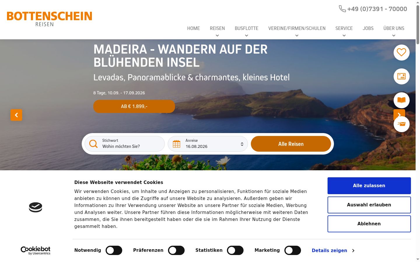Screenshot del banner di consenso mostrato prima di qualsiasi interazione