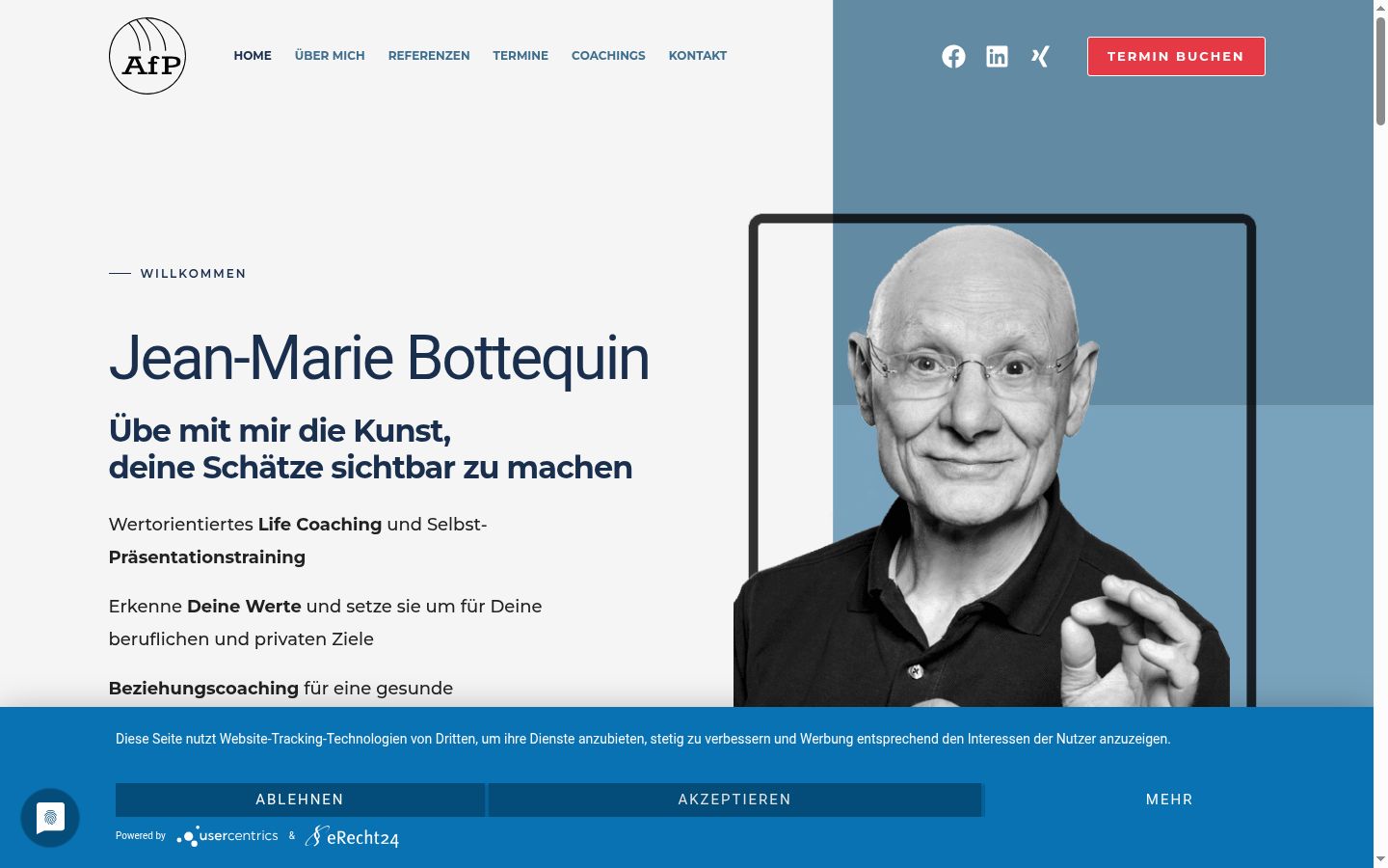 Screenshot del banner di consenso mostrato prima di qualsiasi interazione
