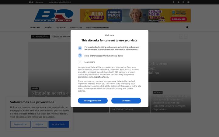 Screenshot of botucatuonline.com