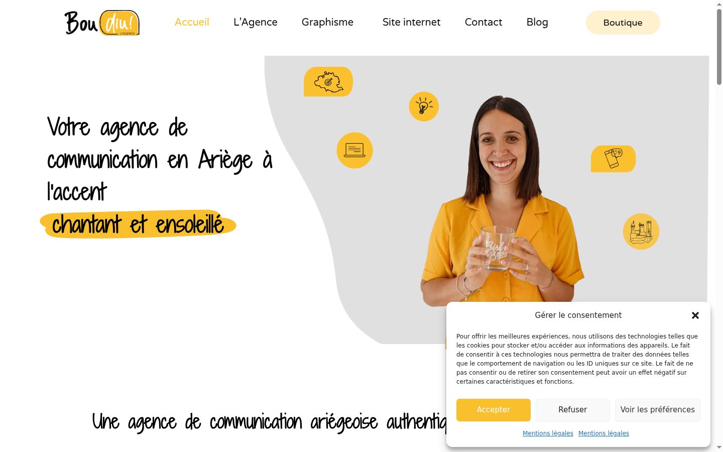 Captura de ecrã do banner de consentimento apresentado antes de qualquer interação