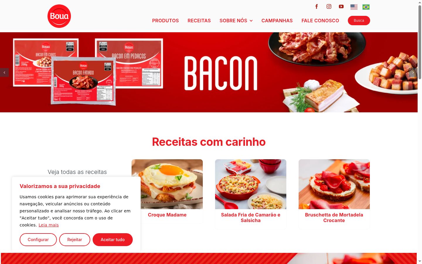 Captura de pantalla del banner de consentimiento mostrado antes de cualquier interacción