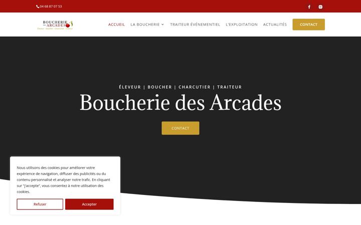 Screenshot stránky boucherie-des-arcades.fr