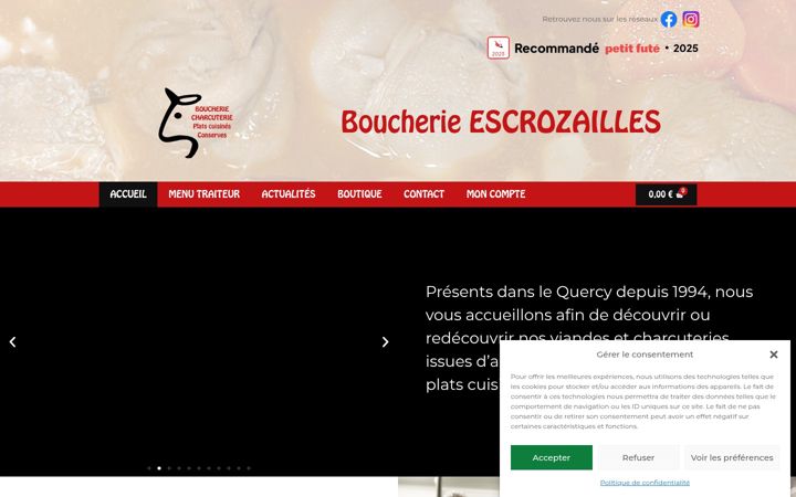Screenshot of boucherie-escrozailles.fr