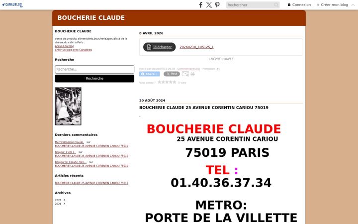 Screenshot of boucherieclaude.fr