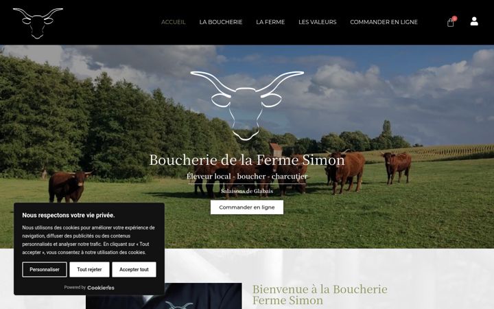 Screenshot of boucheriedelafermesimon.com