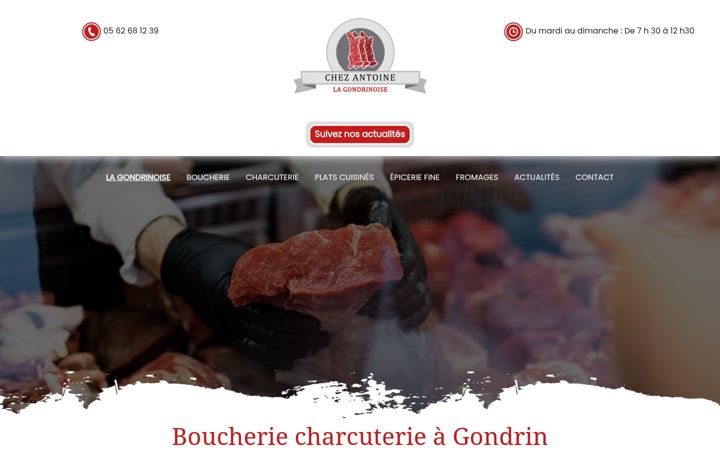Ekraanipilt saidist boucherielagondrinoise.fr