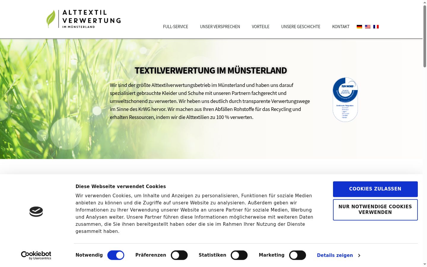 Screenshot del banner di consenso mostrato prima di qualsiasi interazione