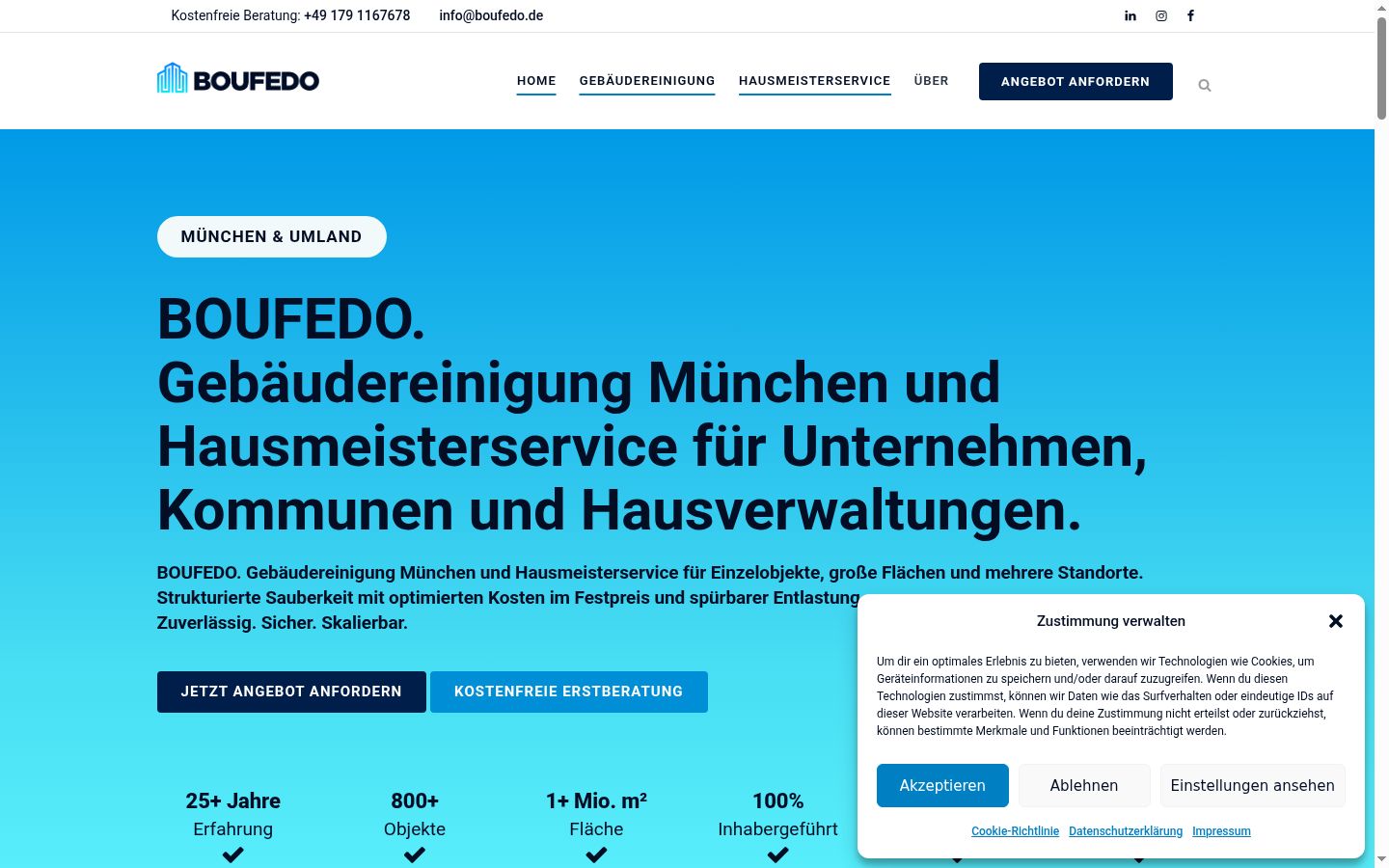 Screenshot des Einwilligungsbanners vor jeglicher Interaktion
