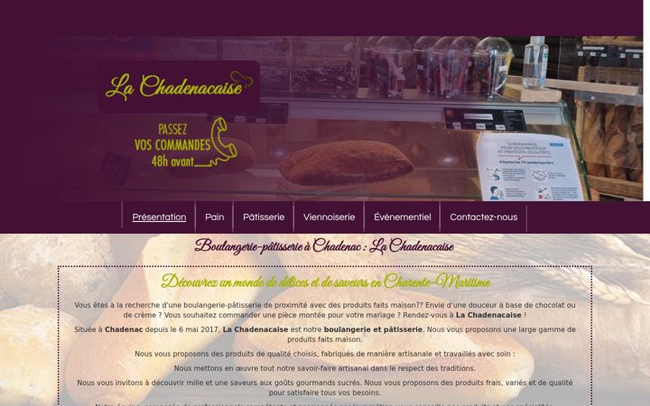 Screenshot of boulangerie-patisserie-lachadenacaise.fr