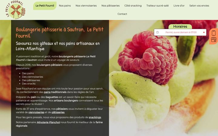 Screenshot of boulangerie-patisserie-sautron.fr