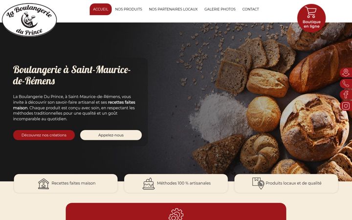 Екранна снимка на boulangerieduprince.fr