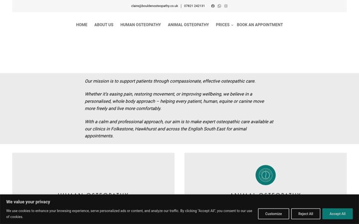 Snímek obrazovky bouldenosteopathy.co.uk