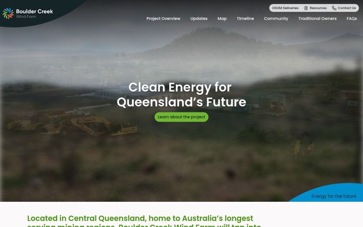 Screenshot of bouldercreekwindfarm.com.au