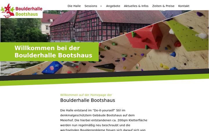 Skærmbillede af boulderhallebootshaus.de