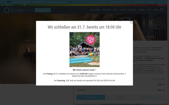 Screenshot of boulderwelt-karlsruhe.de