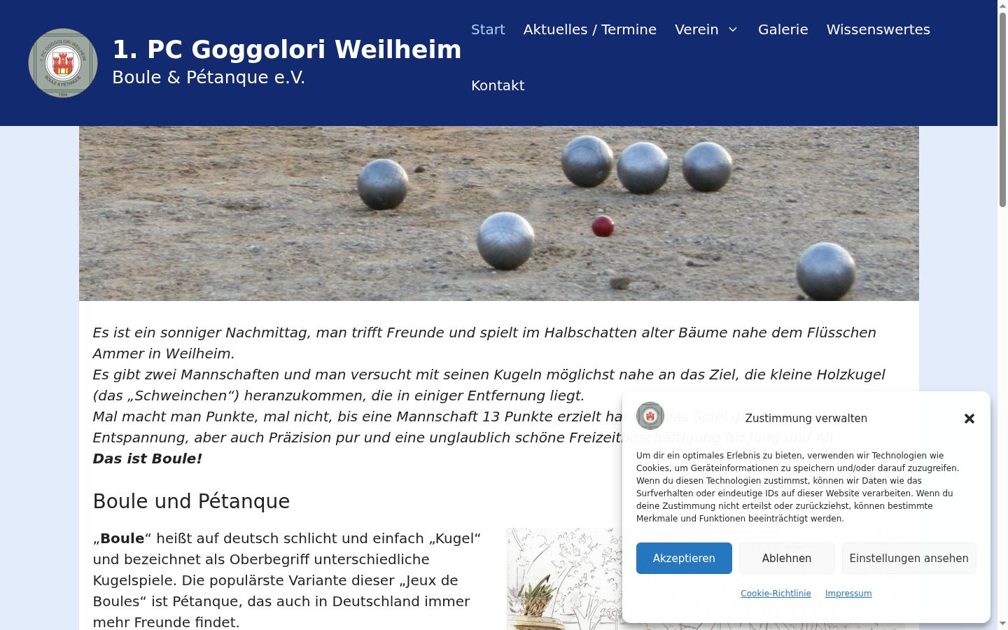 Screenshot des Einwilligungsbanners vor jeglicher Interaktion