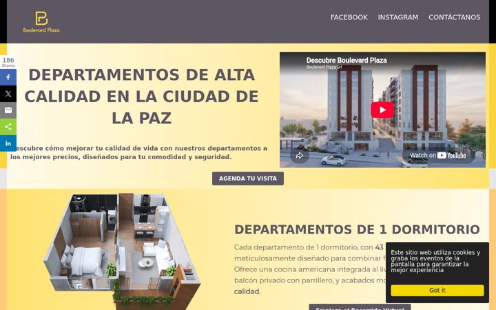 Ekrano kopija boulevardplaza.com.bo