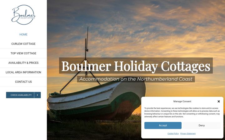 Screenshot of boulmerholidaycottages.co.uk