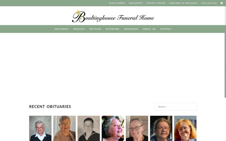 Screenshot of boultinghousefuneralhome.com