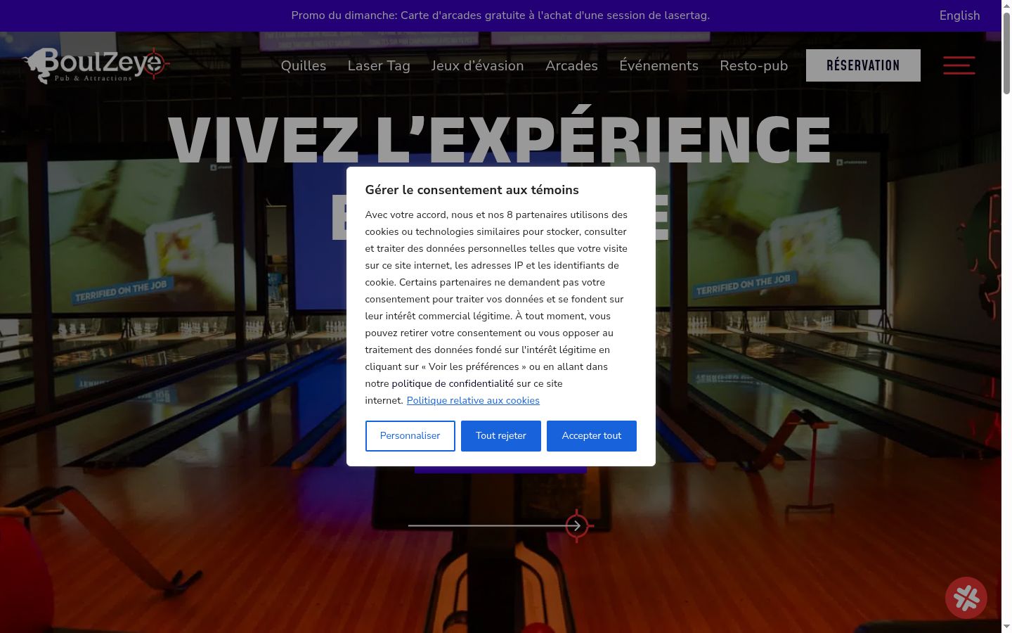 Screenshot of the consent banner shown before any interaction