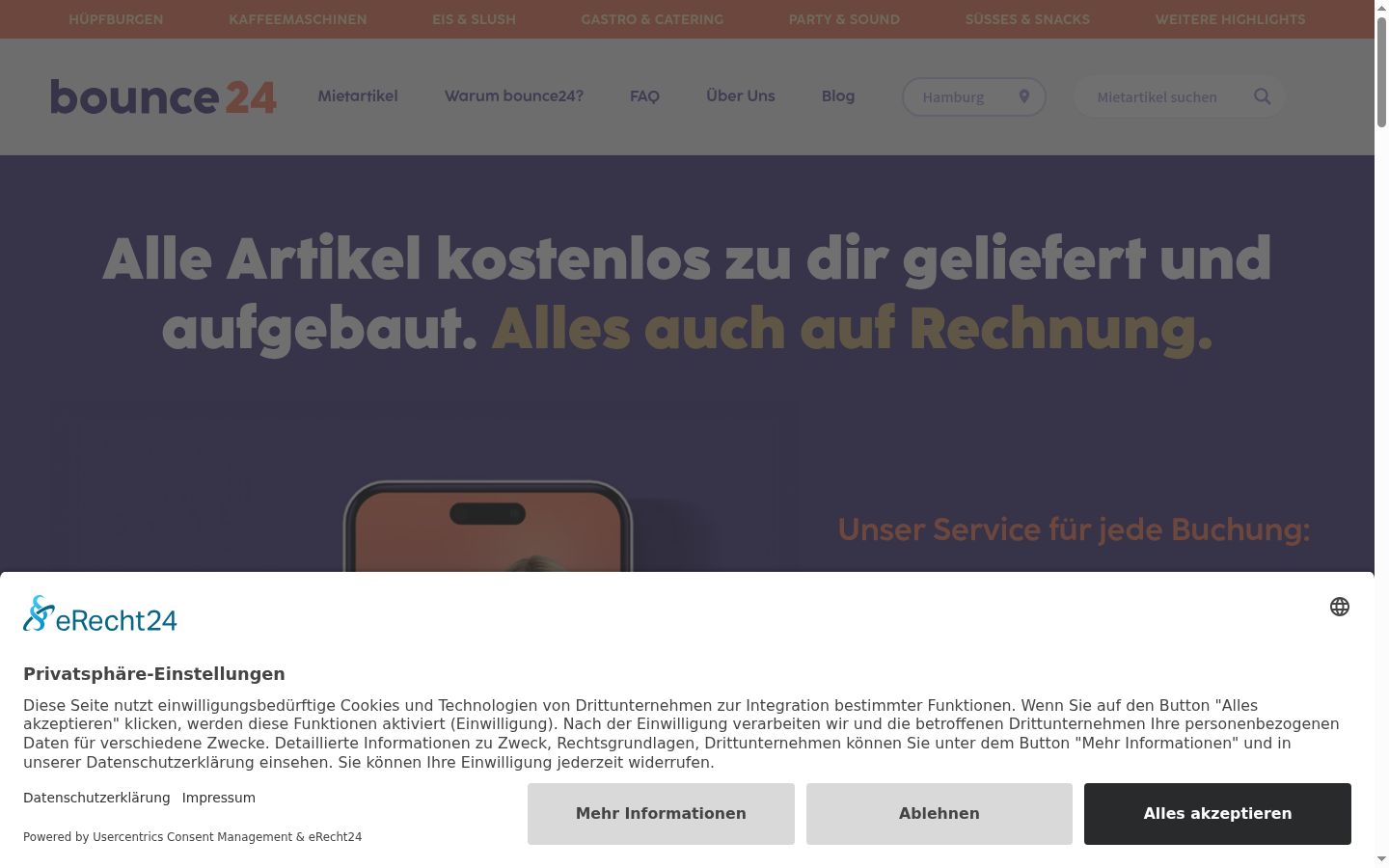 Capture d'écran de la bannière de consentement affichée avant toute interaction