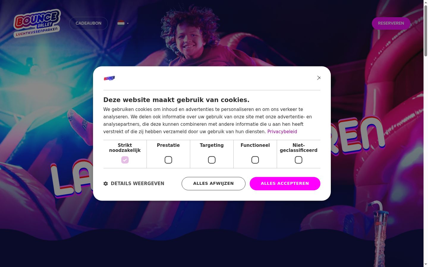 Screenshot del banner di consenso mostrato prima di qualsiasi interazione
