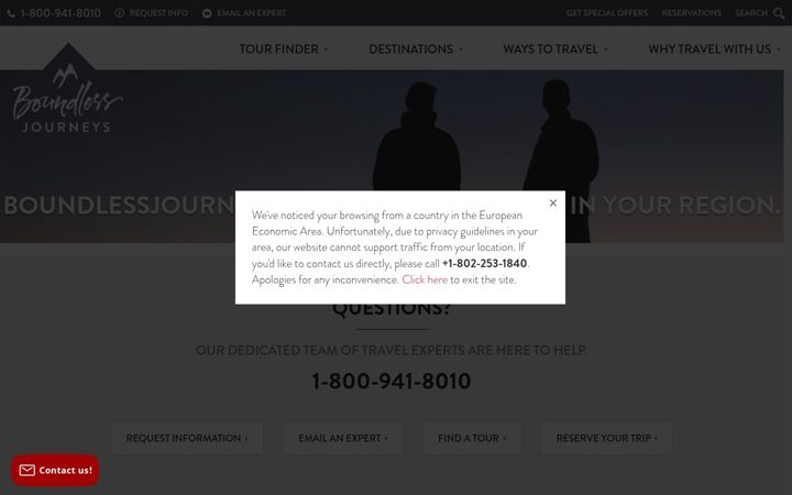 Screenshot of boundlessjourneys.com