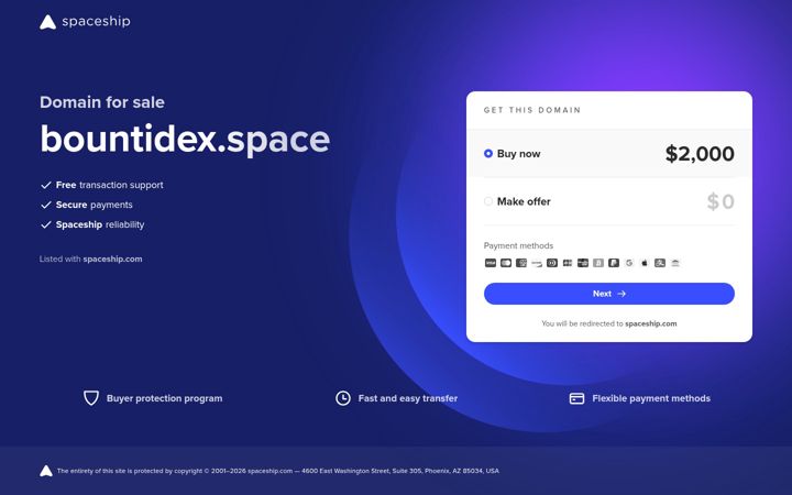 Screenshot of bountidex.space