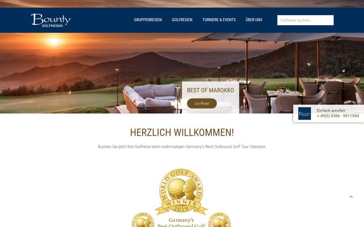 Kuvakaappaus sivustosta bountygolf.eu