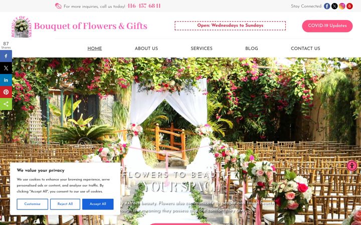 Screenshot of bouquetofflowers.ca