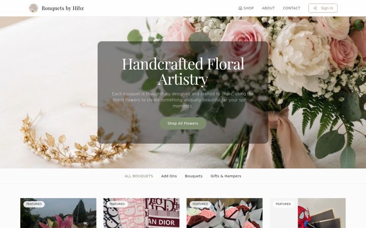 Screenshot of bouquetsbyhibz.base44.app