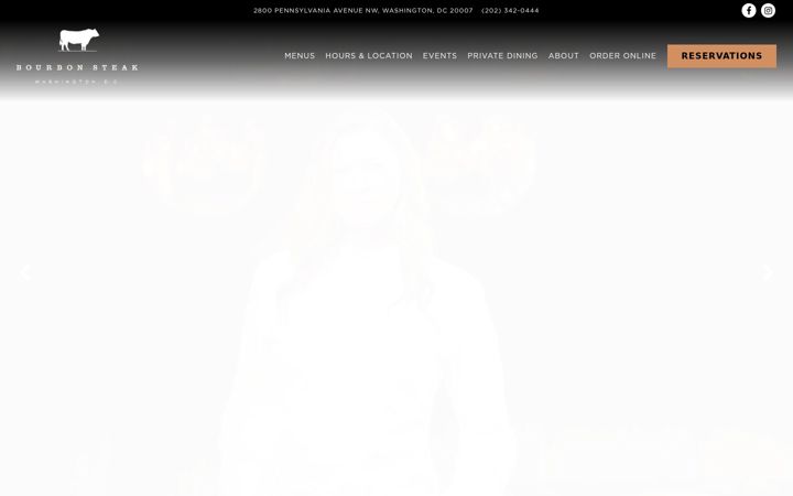 Screenshot of bourbonsteakdc.com