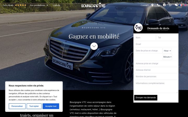 Snímek obrazovky bourgognevtc.fr