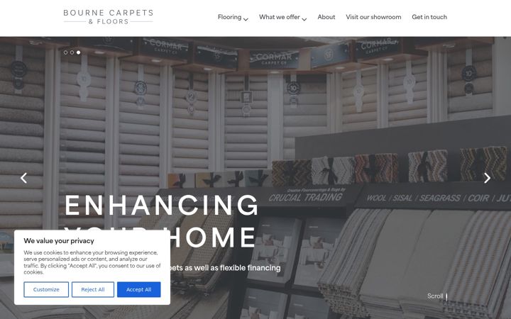 Skjámynd af bourne-carpets.co.uk