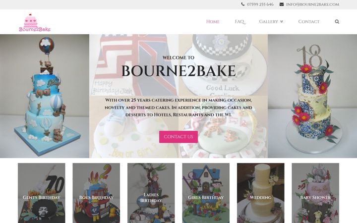 Screenshot of bourne2bake.com