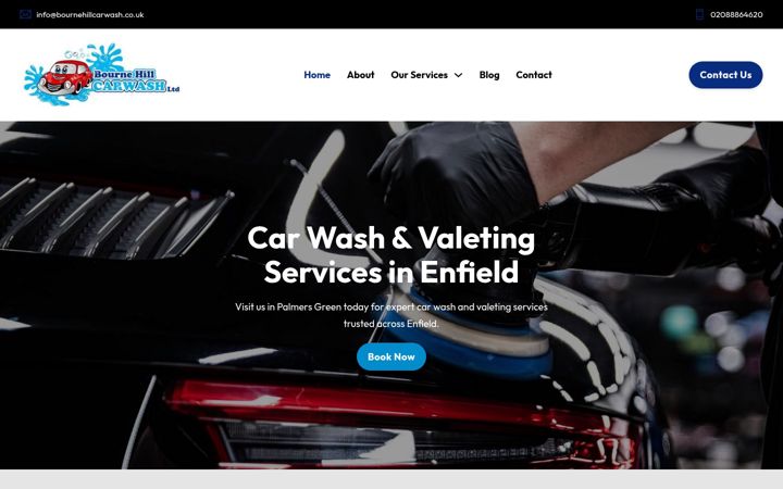 Screenshot of bournehillcarwash.co.uk