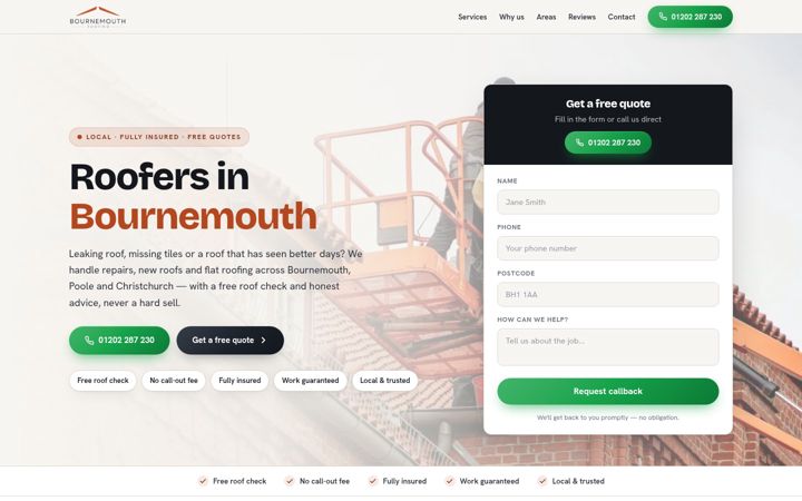 Screenshot of bournemouth-roofer.co.uk