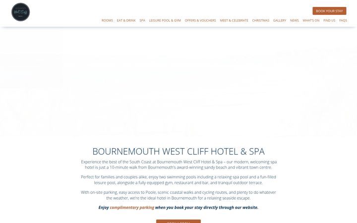Ekrano kopija bournemouthwestcliffhotel.co.uk