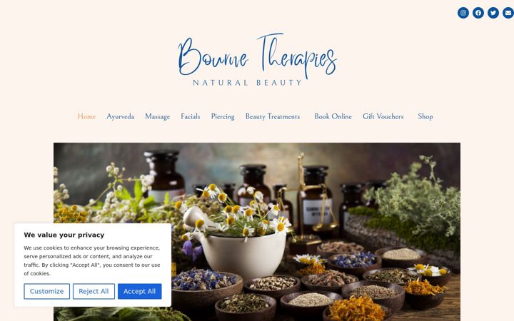 Screenshot of bournetherapies.com