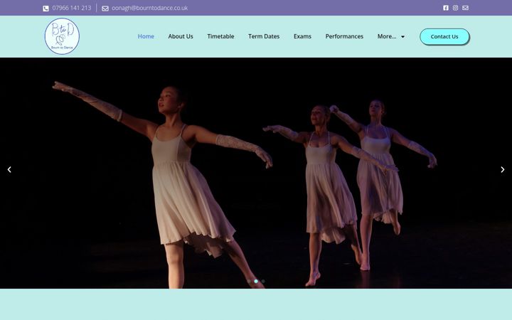 Screenshot of bourntodance.co.uk