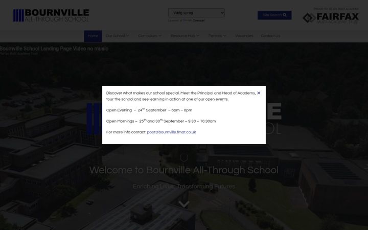 Screenshot of bournvilleschool.org