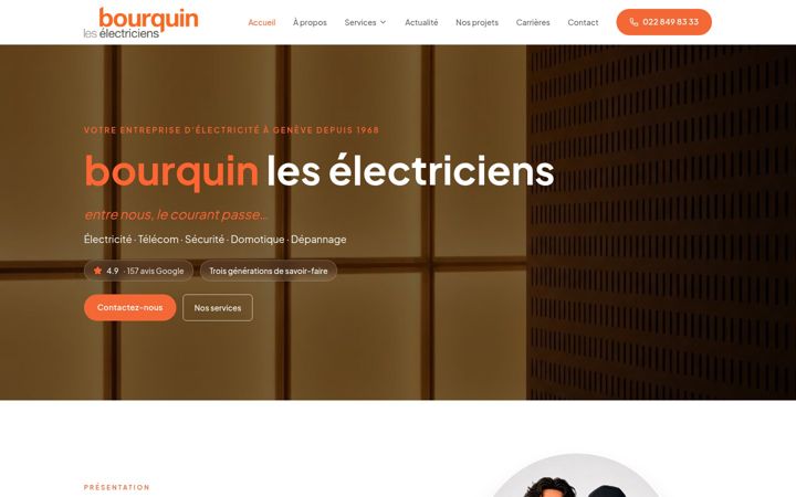 Skjermbilde av bourquinelectricite.ch