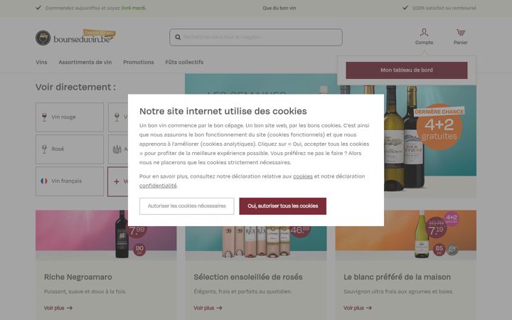 Screenshot of bourseduvin.be