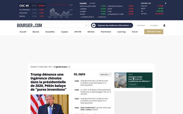 Captura de pantalla de boursier.com