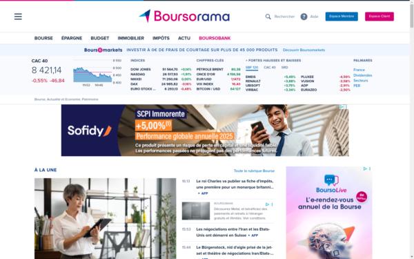 Screenshot of boursorama.com