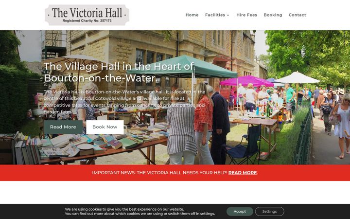 Screenshot of bourtononthewatervillagehall.co.uk