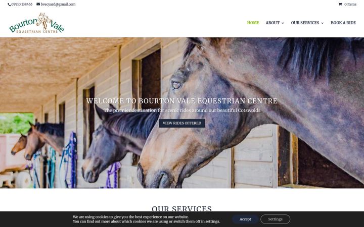 Screenshot of bourtonvaleequestrian.co.uk
